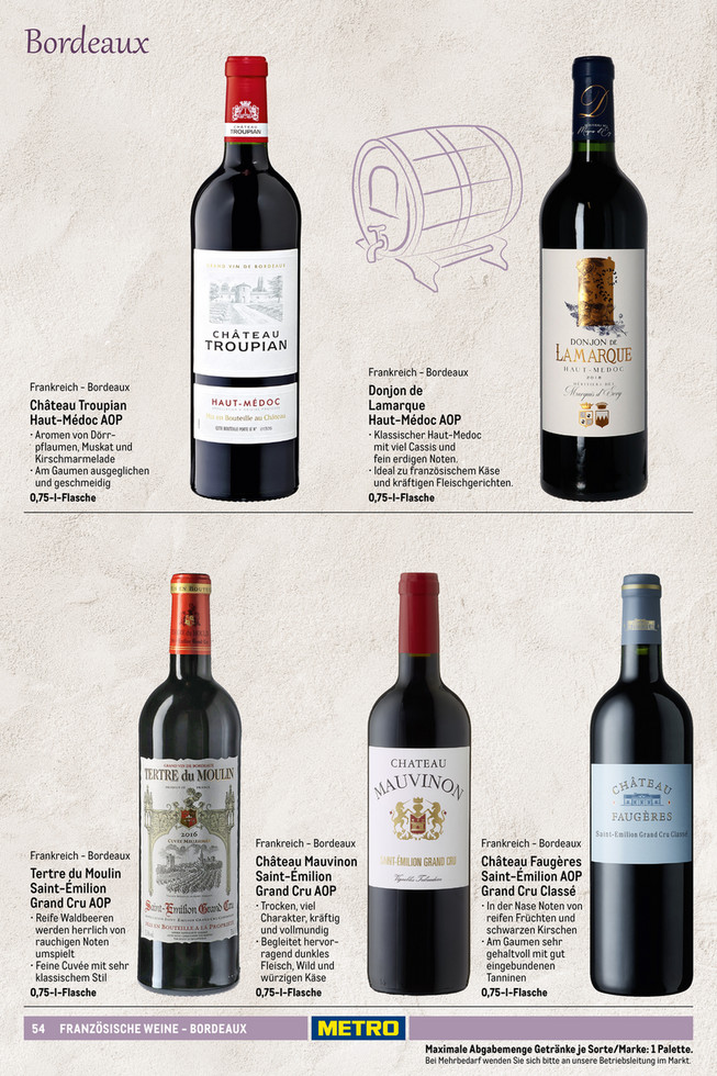 METRO DE - Wein und Sekt Sortiment - Cheval Noir Bordeaux AOC Rotwein trocken