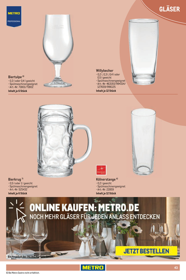METRO DE - Non Food Sortiment - aro Whiskyglas 27 cl